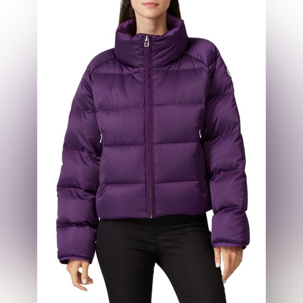 Tory Sport Satin Down-Fill Cropped Puffer Jacket XS